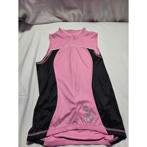 Canari Womens Pink Black Sleeveless Cycling Jersey Floral Reflective Size Small
